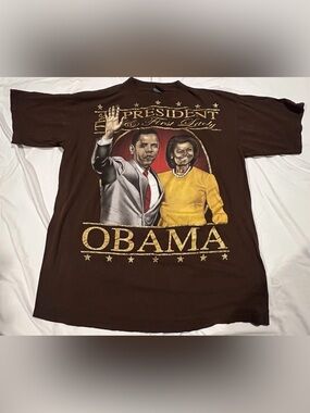 Obama and First Lady Graphic Short Sleeve Tee Shirt Tshirt Size: 3XL-USA